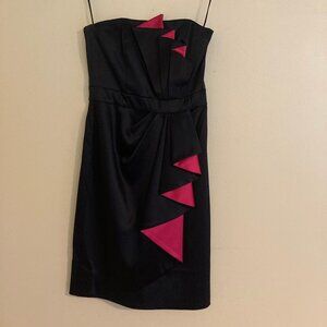 White House/Black Market, Black Cocktail Style Dress with Pink Accent, Size 0